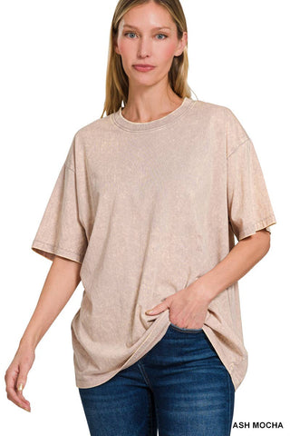 Washed Short Sleeve Top: ASH MOCHA