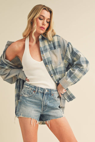 Kambrie Plaid Flannel Shirt: Blue Multi