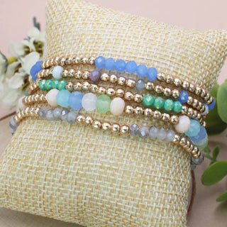 Ocean Hues Bead Gold Bracelet Set