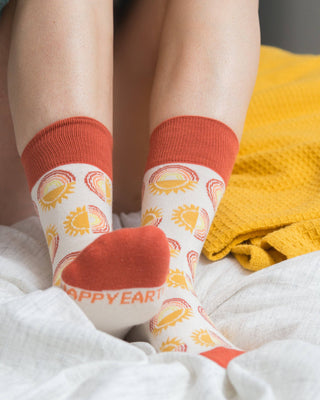 Sunny Men's + Women's Organic  Socks | White, Red, Yellow