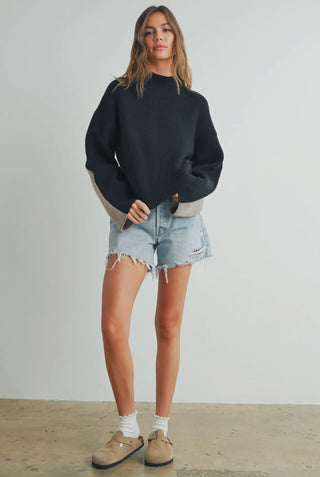 Two Toned Black & Tan Sweater