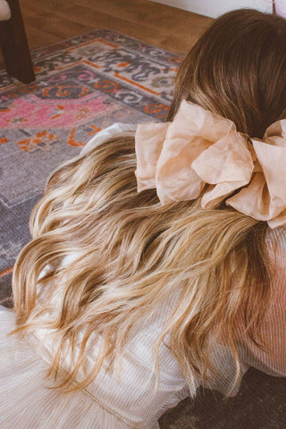 Chiffon Bow Barrette: Tan