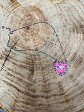 Pink Stone Heart Necklace