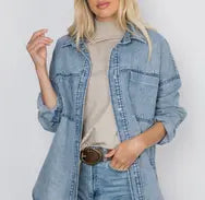 Relaxed Fit Washed Denim Oversized Jacket