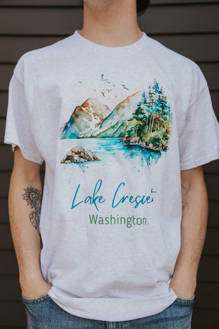 Lake Crescent Watercolor Design