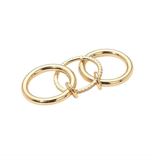 Stone Paved Band Accent Triple Link Band Ring: Two Tone