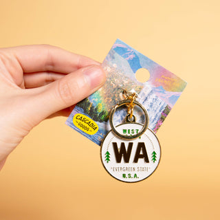WA Round Enamel Keychain