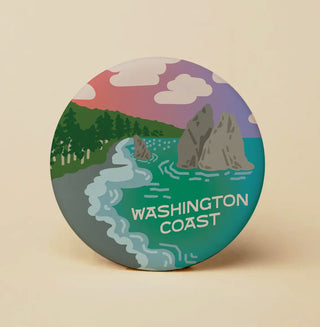 Washington Coast Round Magnet Wave