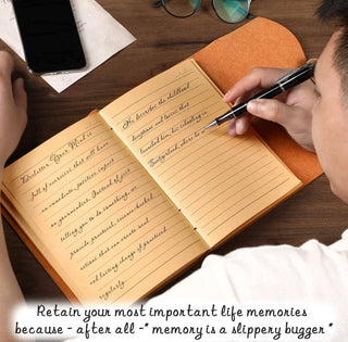 Leather journal diary with ruled craft pages