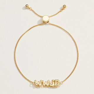 Wwjd Adjustable Bracelet in 18K Gold Dipped or White Gold - Faith-Inspired Jewelry