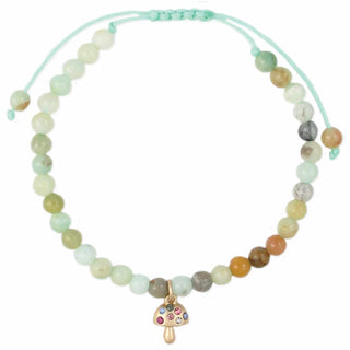 Amazonite Green Stone Mushroom Charm Bracelet