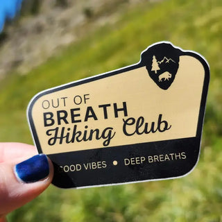 Out of Breath Hiking Club Sign Sticker