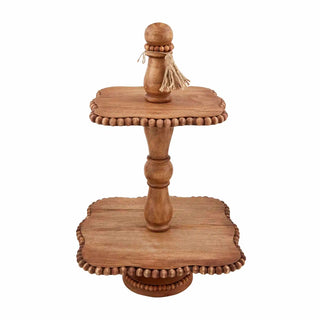 Wood Beaded Tiered Server Mudpie