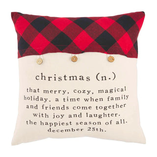 Christmas Definition Check Button Pillow Mudpie