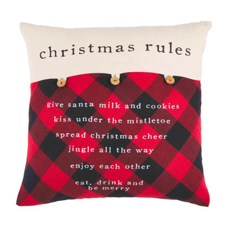 Christmas Rules Button Pillow Mudpie