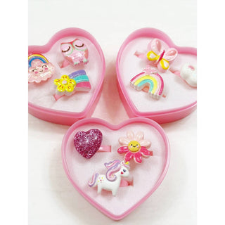 Heart Box Cute Character Kids Ring Set