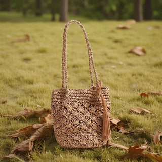 Bohemian Crochet Flower Beach Bag: Green