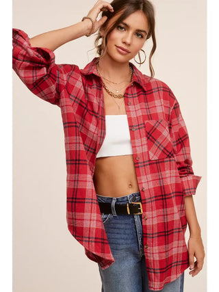 Button Down Fall Winter Plaid Shirts