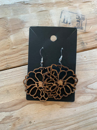 Wave Geo Wooden Earrings