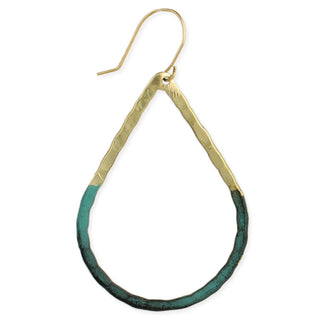 Green & Gold Patina Teardrop Earring