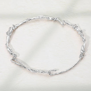 Organic Metal Twisted Chain Necklace: Rhodium