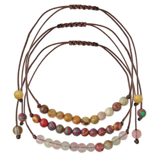 Desert Tones Stone Bead Pull Bracelet Set