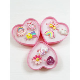 Heart Box Cute Character Kids Ring Set