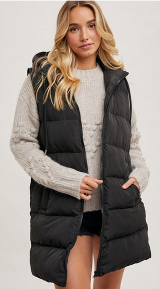 Women’s Hooded Long Line Puffer Vest