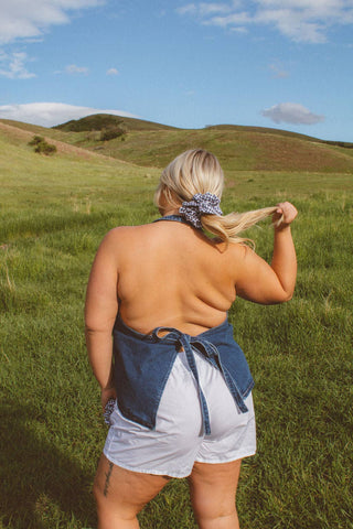 Houndstooth in Navy Jumbo Scrunchie