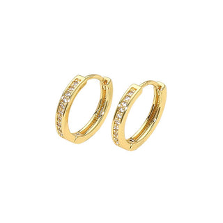 14K Gold Dipped CZ Stone Paved Mini Huggie Hoop Earrings: Gold