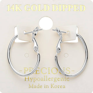 14K Gold Dipped Hypoallergenic Oval Hoop Earrings
: Silver
