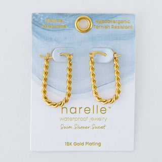 Narelle Waterproof Twisted Hoop Earrings: Yellow Gold