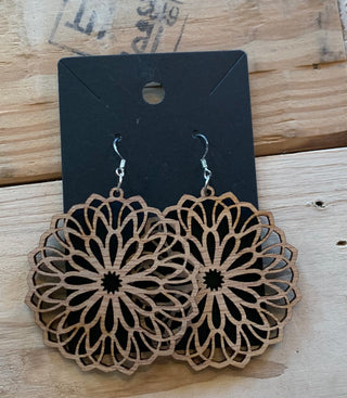 Geo Floral Wooden Earrings