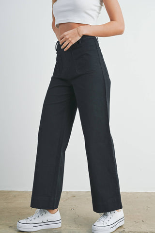 Black Wide Leg Denim Pant