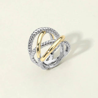 Two Tone Interwoven Textured Ring: 7