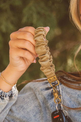 Olive Corduroy Keychain