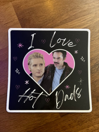 I Love Hot Dads Sticker