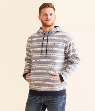 Mesa, Hooey Men’s Blue / Aztec Pattern All Over Hoody with Kangaroo Pocket & Internal Phone Pocket