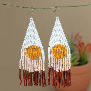 Desert Sunrise Seed Bead Fringe Earrings