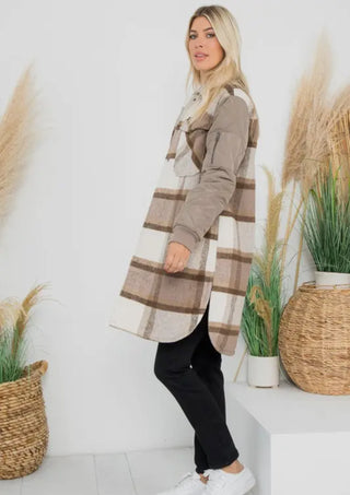 Long Plaid Quilted Jacket