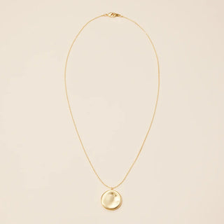 18K Gold Dipped Concave Disc Pendant Necklace