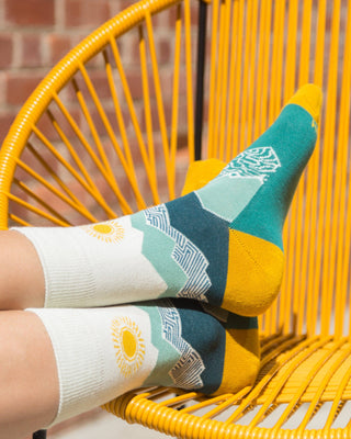 Peak Experience Men's + Women's Organic Socks | Green, White