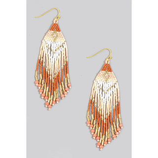 Sunset Seed Beaded Fringe Earrings