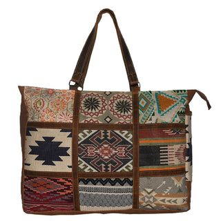 Canvas & Leather Overnight Multi Patch Weekender Bag