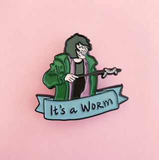 Its a worm enamel pin