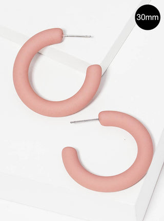 30Mm Pink Hoop Earrings