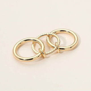 Stone Paved Band Accent Triple Link Band Ring: Two Tone