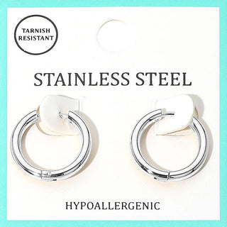 Stainless Steel Hypoallergenic Huggie Hoop Earrings: Rhodium