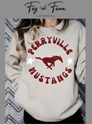 Mustang Star Bubble Text Design (Adult + Youth)