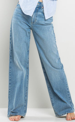 High Rise Medium Light Wide Leg Denim